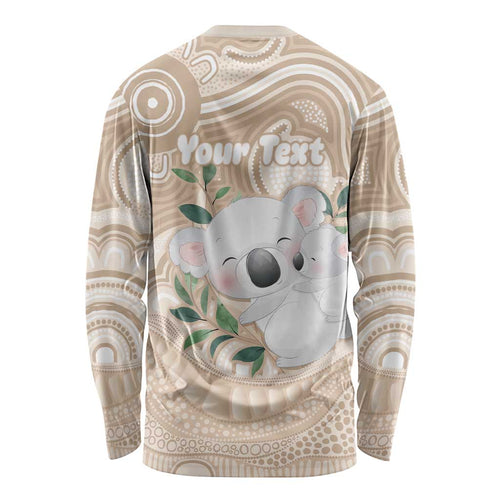 Koala Mum Australia Mother's Day Personalised Long Sleeve Shirt Beige Aboriginal Art
