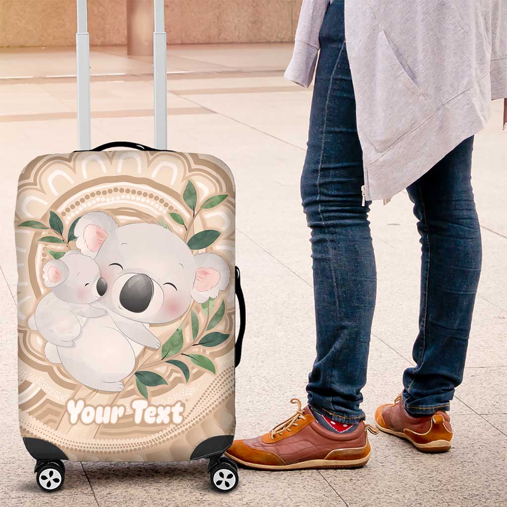 Koala Mum Australia Mother's Day Personalised Luggage Cover Beige Aboriginal Art