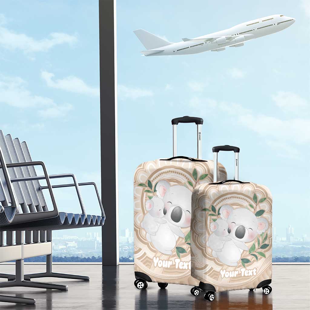 Koala Mum Australia Mother's Day Personalised Luggage Cover Beige Aboriginal Art