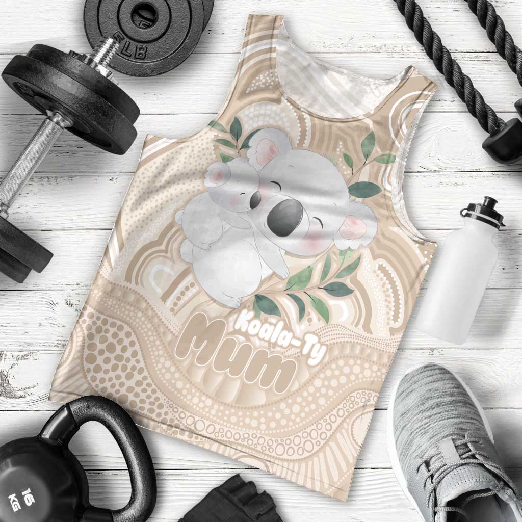 Koala Mum Australia Mother's Day Personalised Men Tank Top Beige Aboriginal Art