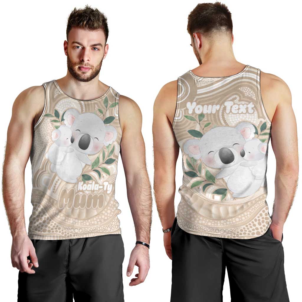 Koala Mum Australia Mother's Day Personalised Men Tank Top Beige Aboriginal Art