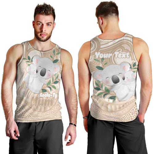 Koala Mum Australia Mother's Day Personalised Men Tank Top Beige Aboriginal Art