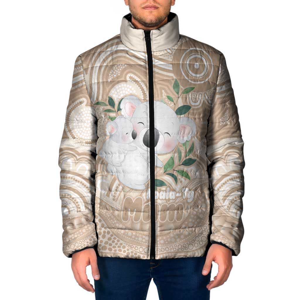 Koala Mum Australia Mother's Day Personalised Padded Jacket Beige Aboriginal Art