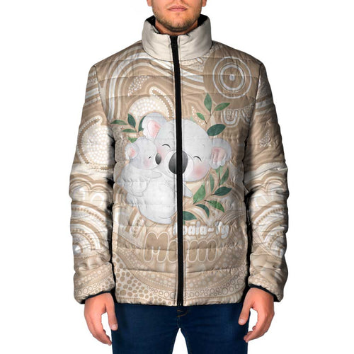 Koala Mum Australia Mother's Day Personalised Padded Jacket Beige Aboriginal Art