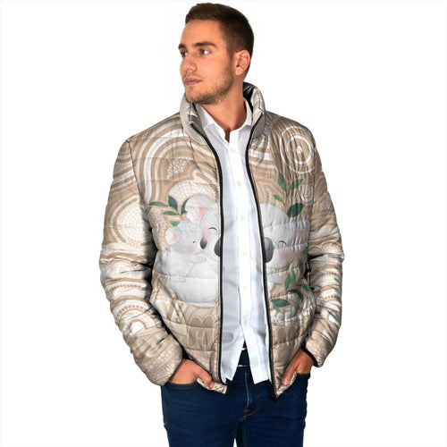 Koala Mum Australia Mother's Day Personalised Padded Jacket Beige Aboriginal Art