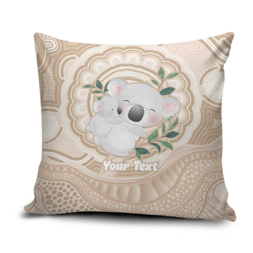 Koala Mum Australia Mother's Day Personalised Pillow Cover Beige Aboriginal Art