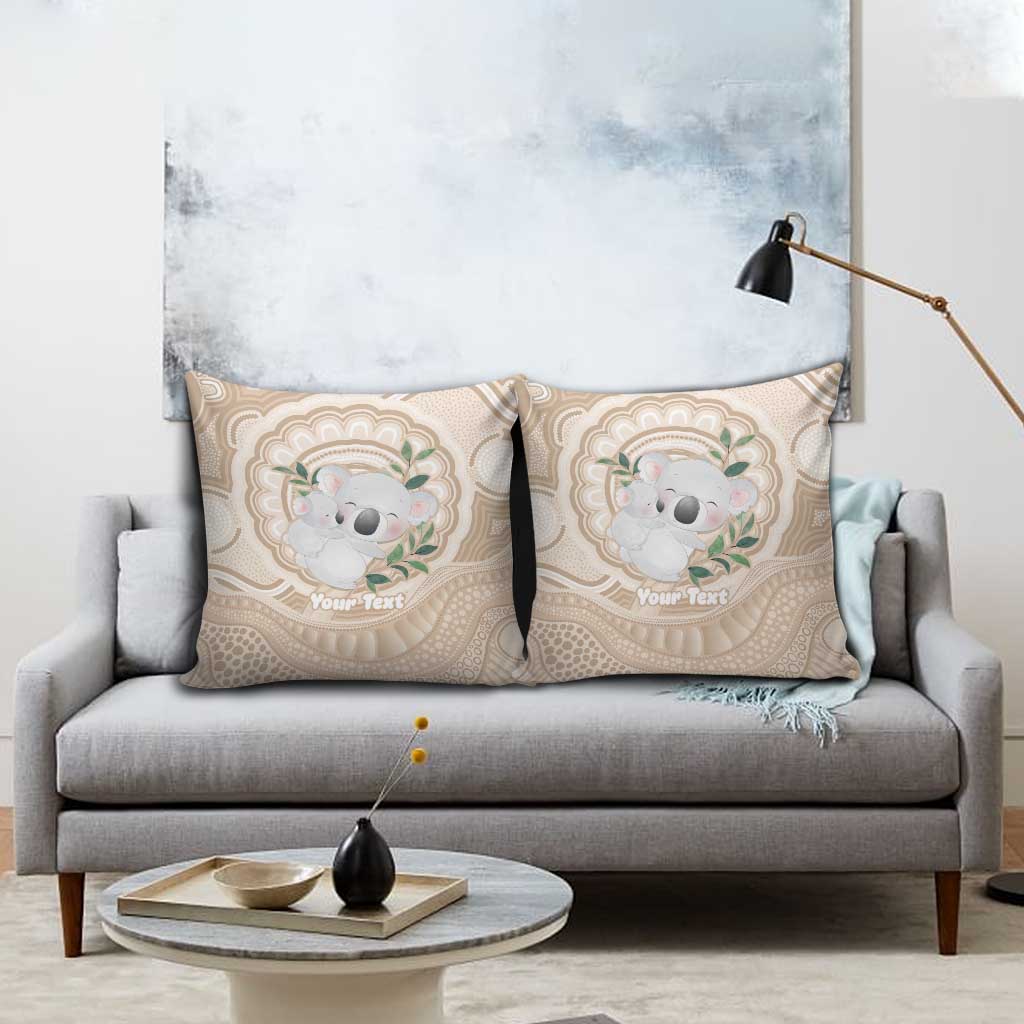 Koala Mum Australia Mother's Day Personalised Pillow Cover Beige Aboriginal Art