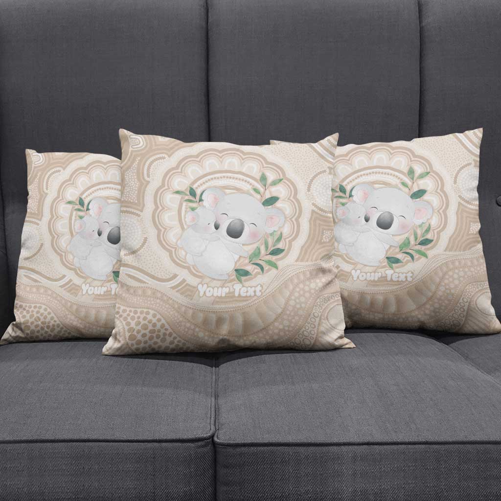 Koala Mum Australia Mother's Day Personalised Pillow Cover Beige Aboriginal Art