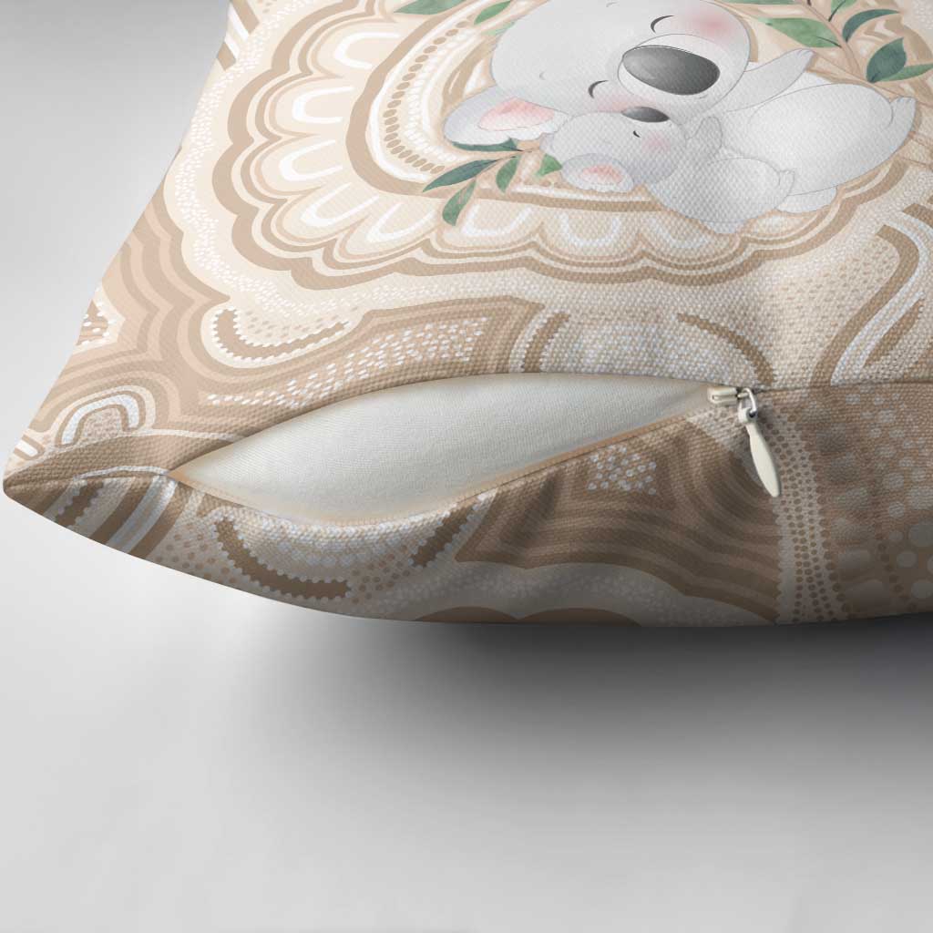 Koala Mum Australia Mother's Day Personalised Pillow Cover Beige Aboriginal Art