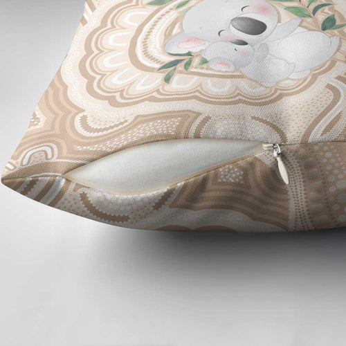 Koala Mum Australia Mother's Day Personalised Pillow Cover Beige Aboriginal Art