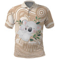 Koala Mum Australia Mother's Day Personalised Polo Shirt Beige Aboriginal Art
