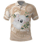 Koala Mum Australia Mother's Day Personalised Polo Shirt Beige Aboriginal Art