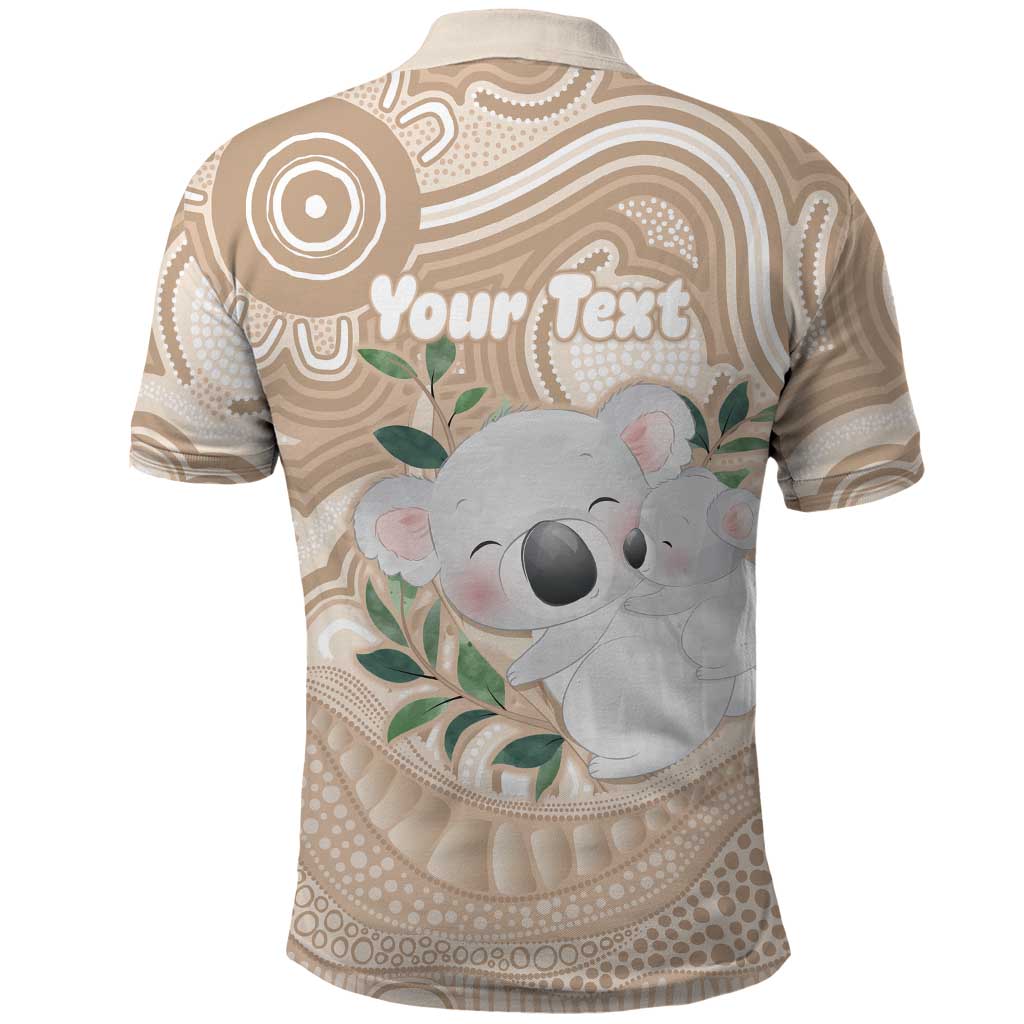 Koala Mum Australia Mother's Day Personalised Polo Shirt Beige Aboriginal Art