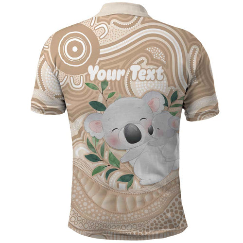 Koala Mum Australia Mother's Day Personalised Polo Shirt Beige Aboriginal Art