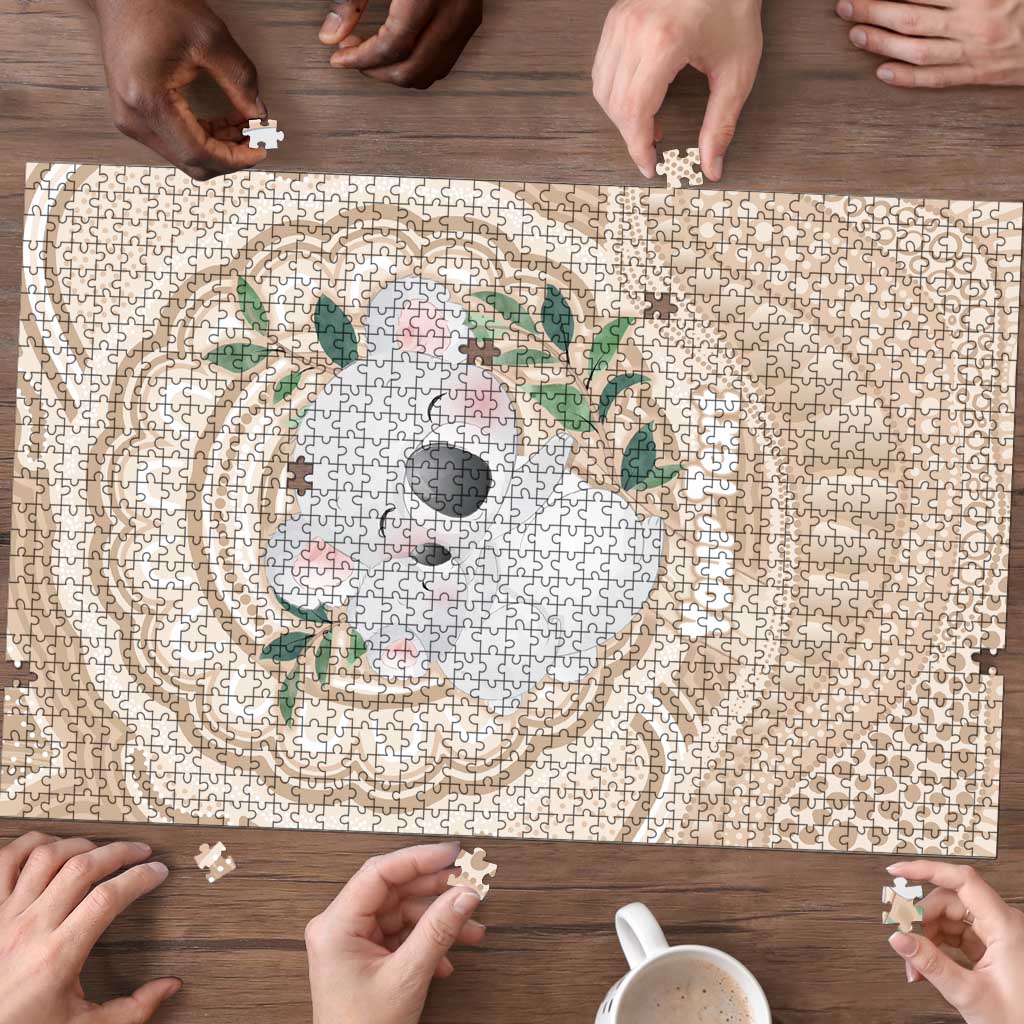 Koala Mum Australia Mother's Day Personalised Puzzle Beige Aboriginal Art