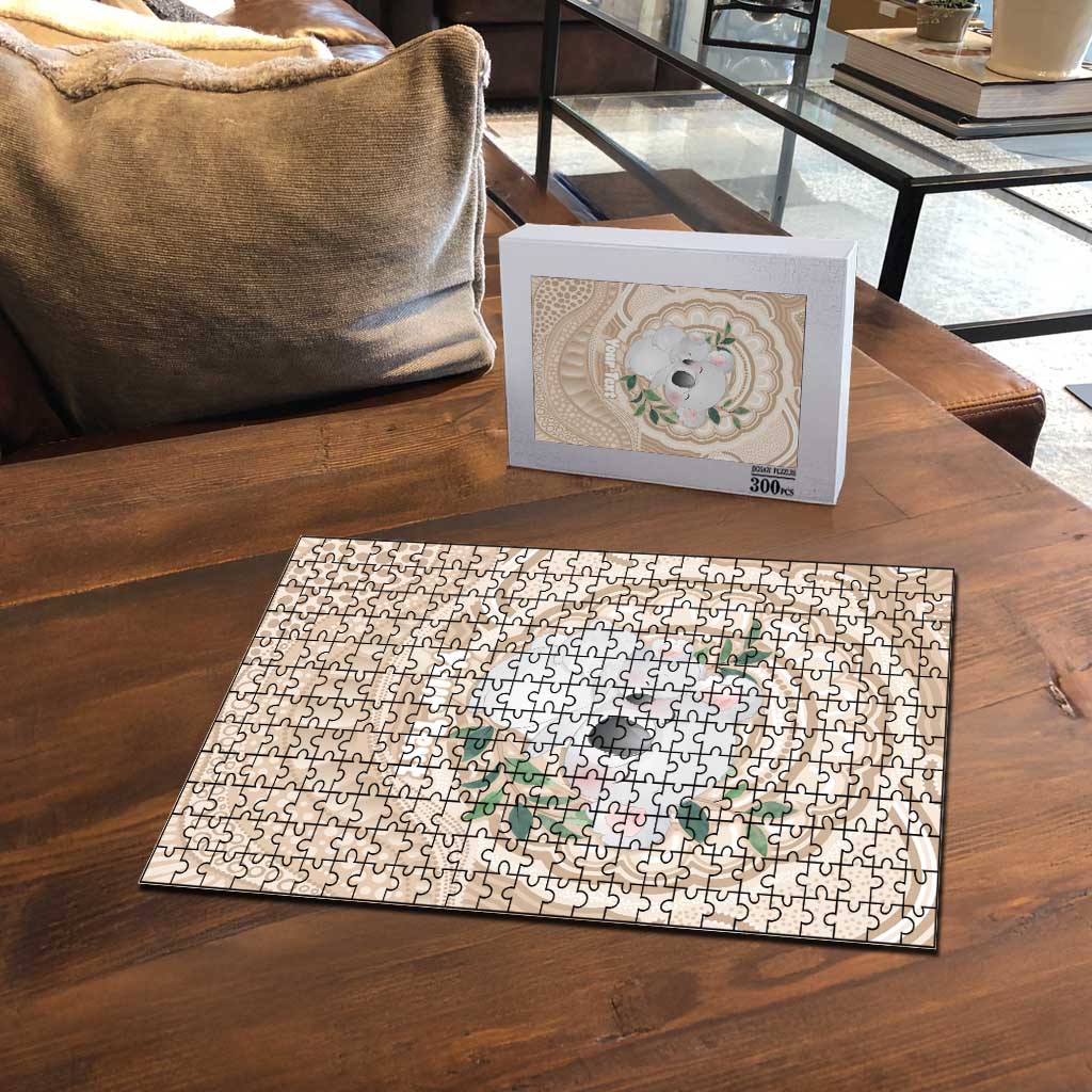 Koala Mum Australia Mother's Day Personalised Puzzle Beige Aboriginal Art