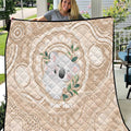 Koala Mum Australia Mother's Day Personalised Quilt Beige Aboriginal Art