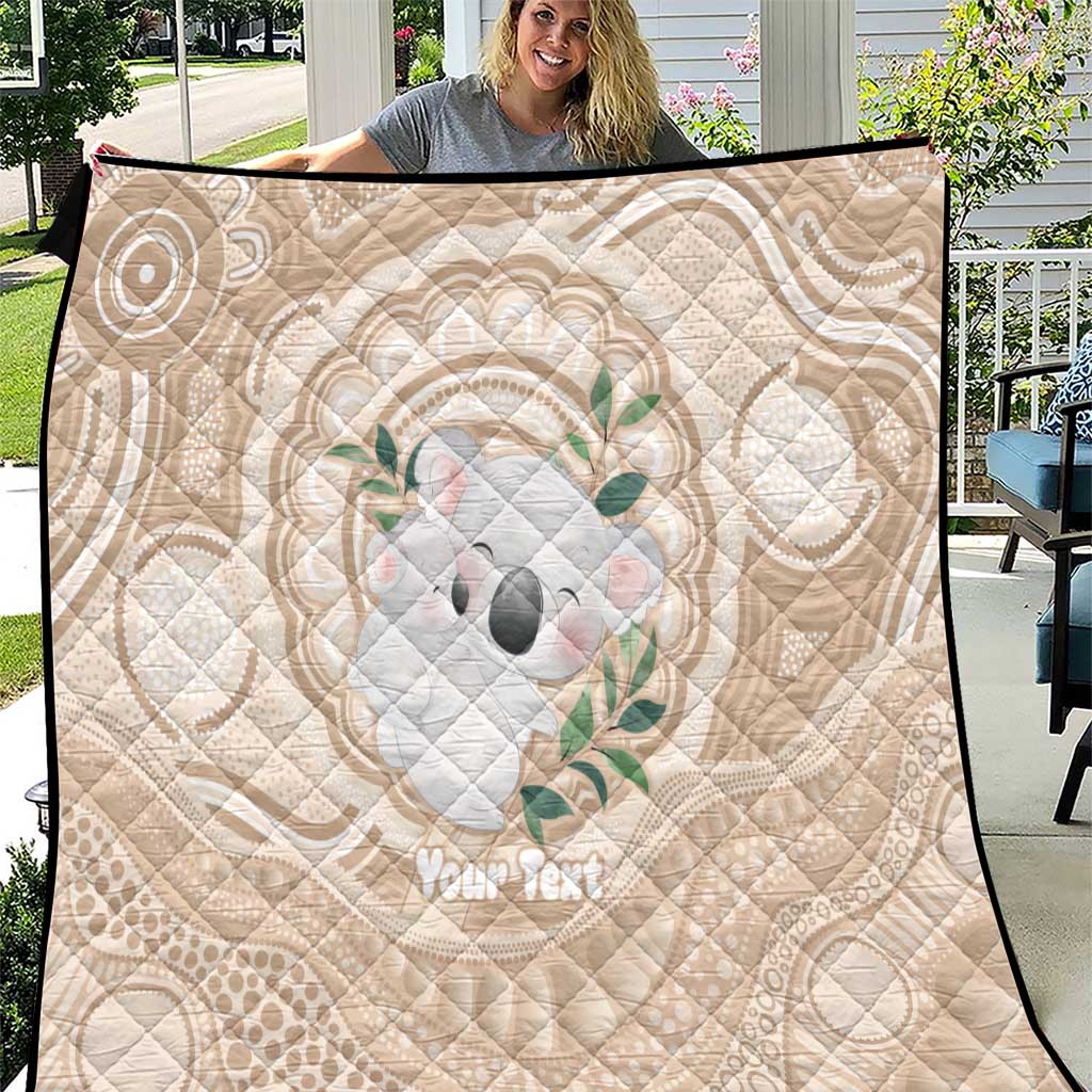 Koala Mum Australia Mother's Day Personalised Quilt Beige Aboriginal Art