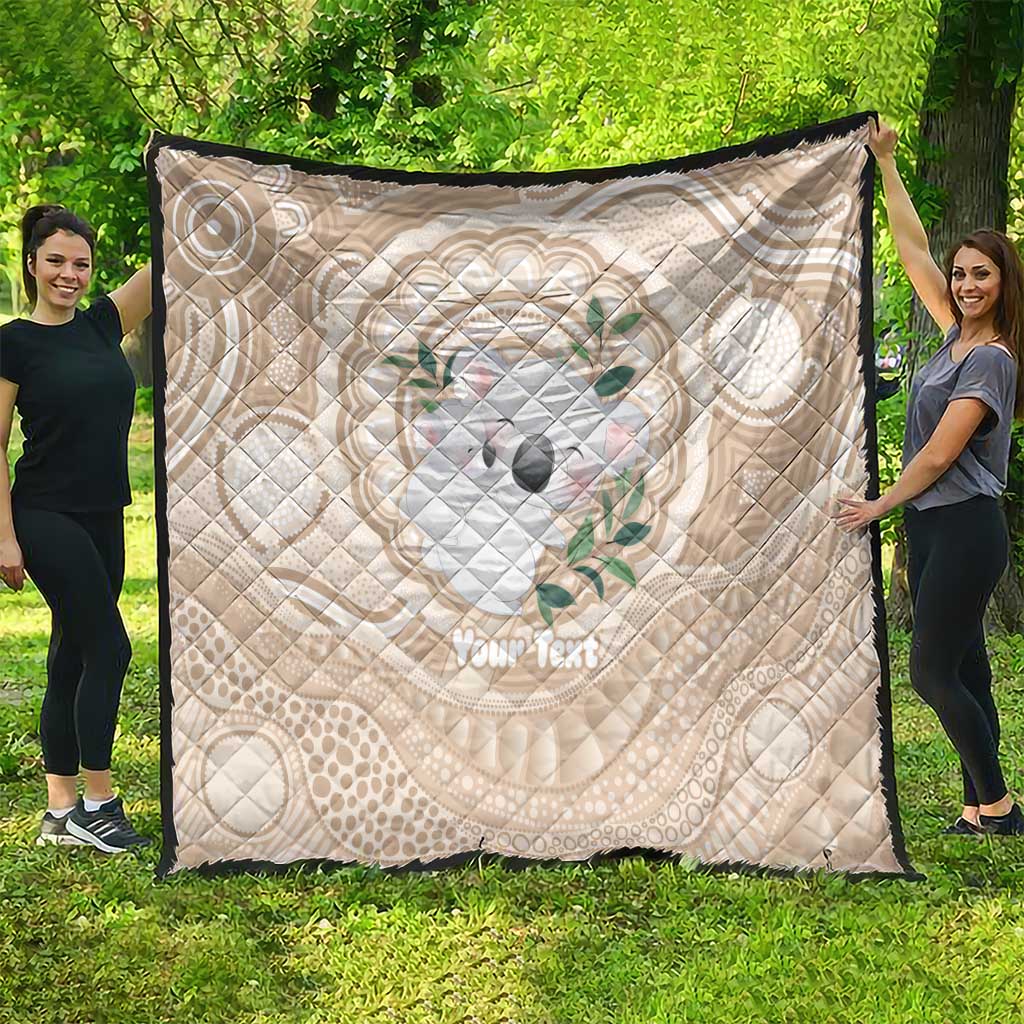 Koala Mum Australia Mother's Day Personalised Quilt Beige Aboriginal Art