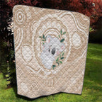Koala Mum Australia Mother's Day Personalised Quilt Beige Aboriginal Art