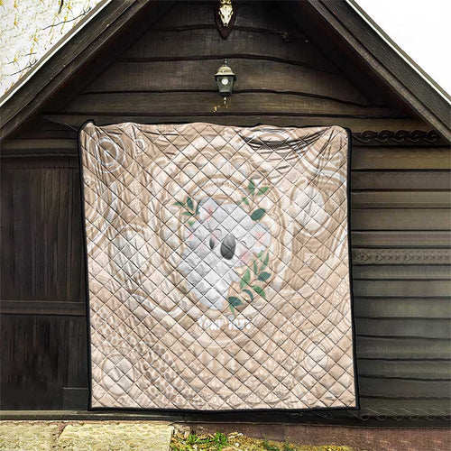 Koala Mum Australia Mother's Day Personalised Quilt Beige Aboriginal Art