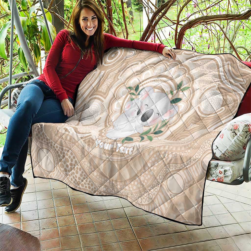 Koala Mum Australia Mother's Day Personalised Quilt Beige Aboriginal Art