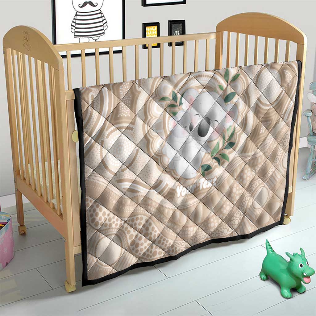 Koala Mum Australia Mother's Day Personalised Quilt Beige Aboriginal Art
