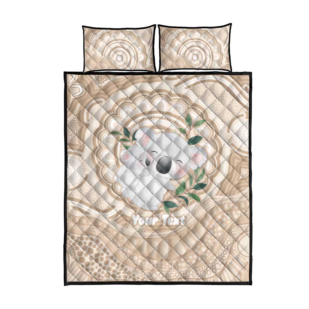 Koala Mum Australia Mother's Day Personalised Quilt Bed Set Beige Aboriginal Art
