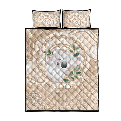 Koala Mum Australia Mother's Day Personalised Quilt Bed Set Beige Aboriginal Art
