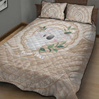 Koala Mum Australia Mother's Day Personalised Quilt Bed Set Beige Aboriginal Art