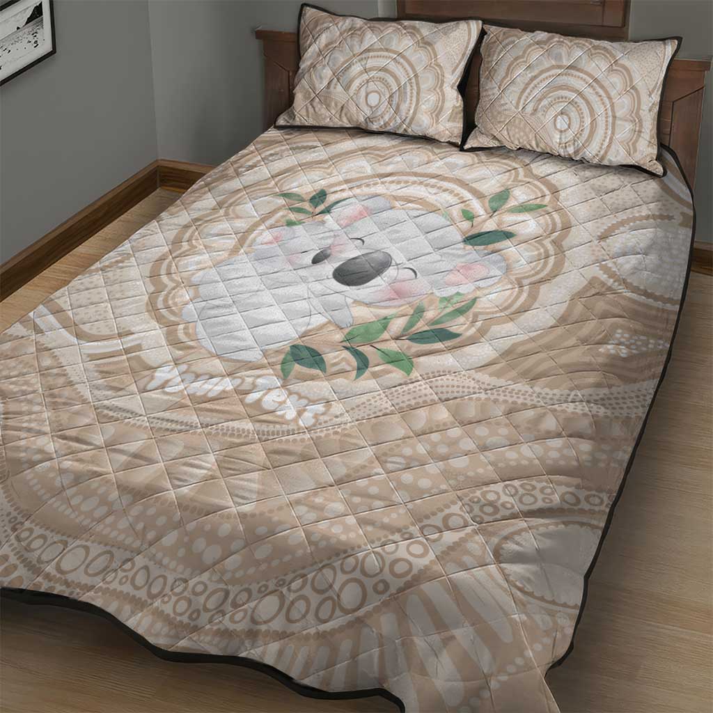 Koala Mum Australia Mother's Day Personalised Quilt Bed Set Beige Aboriginal Art