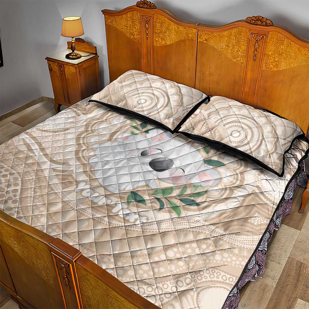 Koala Mum Australia Mother's Day Personalised Quilt Bed Set Beige Aboriginal Art