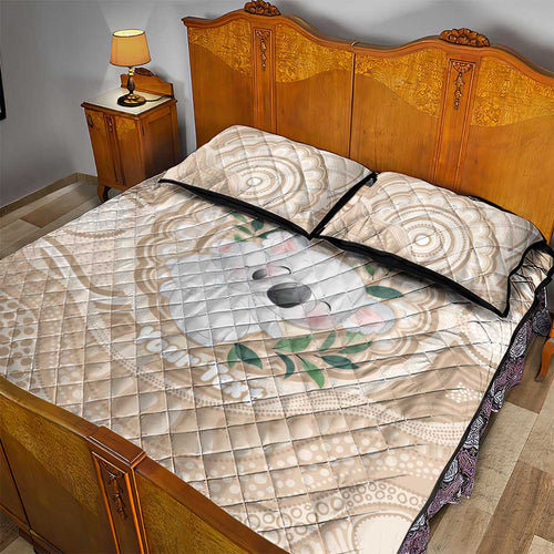 Koala Mum Australia Mother's Day Personalised Quilt Bed Set Beige Aboriginal Art