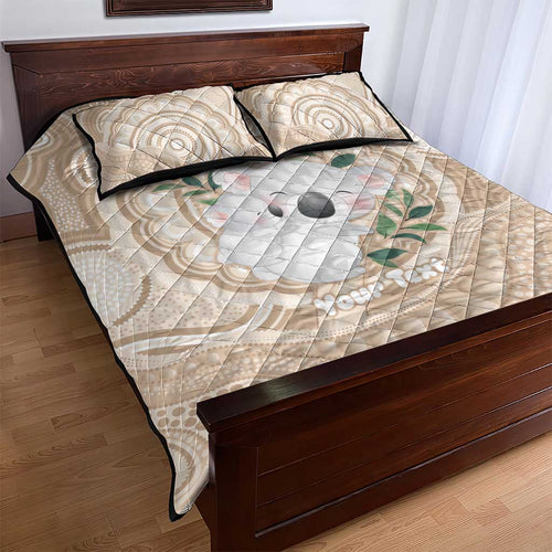 Koala Mum Australia Mother's Day Personalised Quilt Bed Set Beige Aboriginal Art