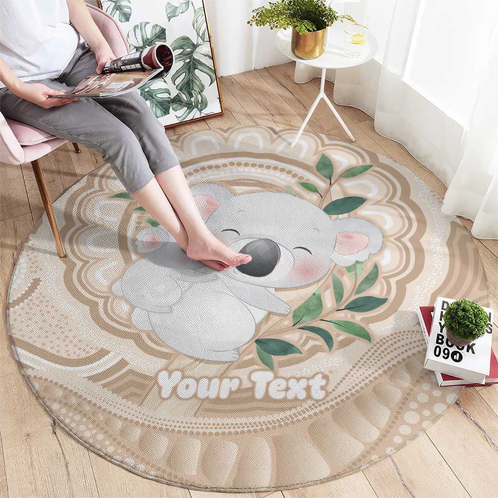 Koala Mum Australia Mother's Day Personalised Round Carpet Beige Aboriginal Art
