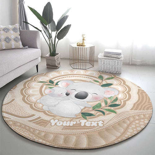 Koala Mum Australia Mother's Day Personalised Round Carpet Beige Aboriginal Art