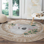 Koala Mum Australia Mother's Day Personalised Round Carpet Beige Aboriginal Art