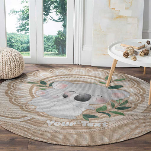 Koala Mum Australia Mother's Day Personalised Round Carpet Beige Aboriginal Art