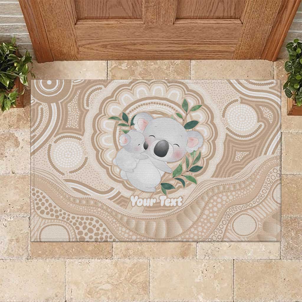 Koala Mum Australia Mother's Day Personalised Rubber Doormat Beige Aboriginal Art