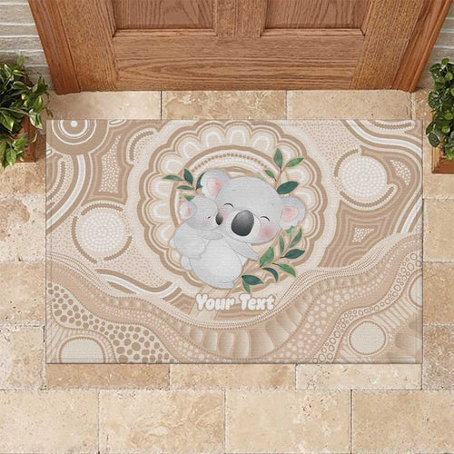Koala Mum Australia Mother's Day Personalised Rubber Doormat Beige Aboriginal Art
