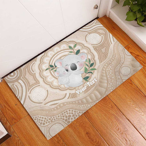 Koala Mum Australia Mother's Day Personalised Rubber Doormat Beige Aboriginal Art