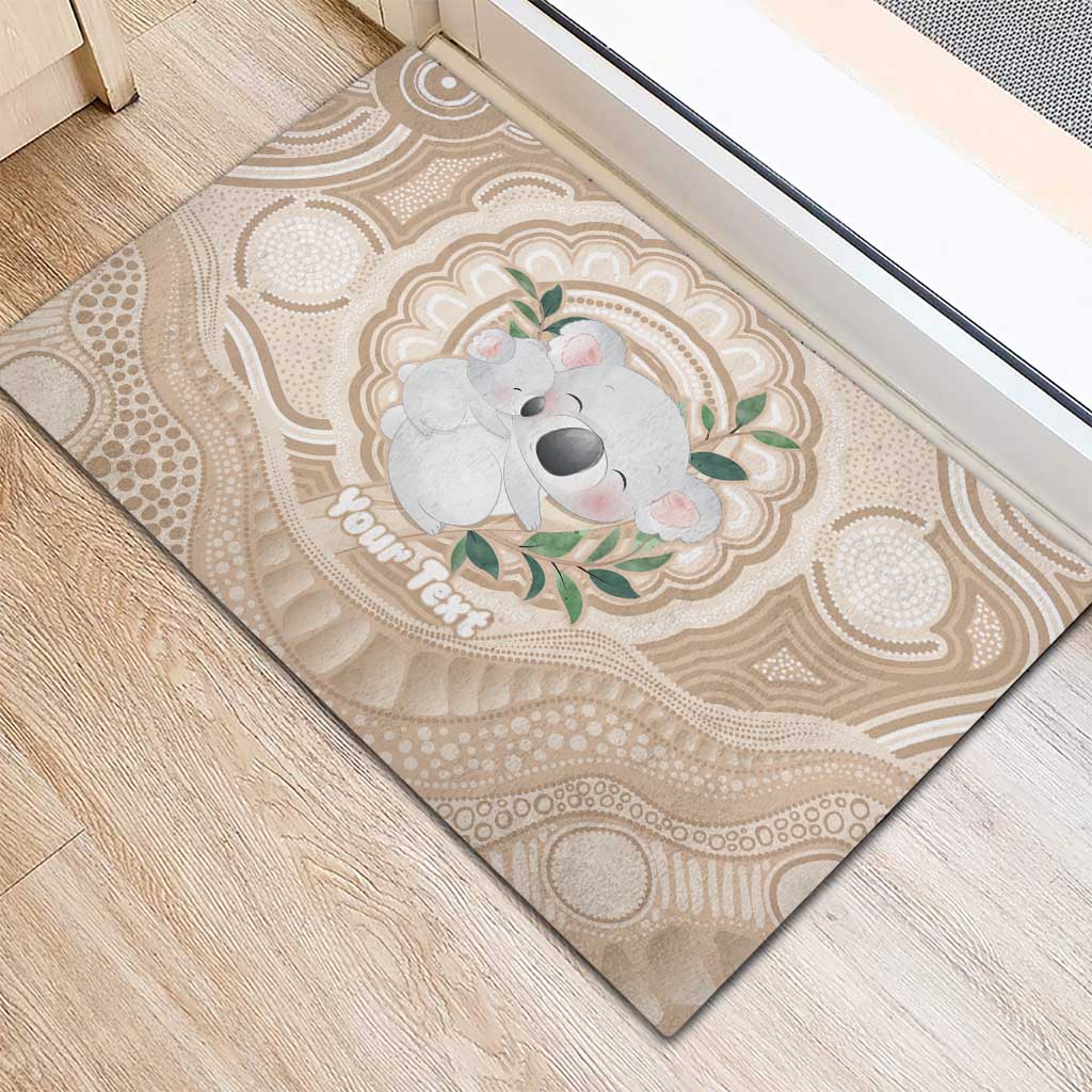 Koala Mum Australia Mother's Day Personalised Rubber Doormat Beige Aboriginal Art