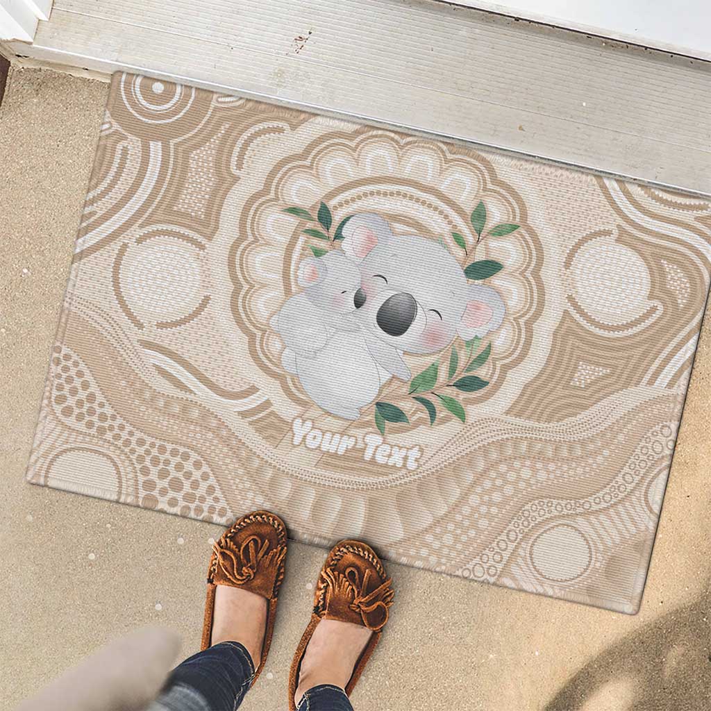 Koala Mum Australia Mother's Day Personalised Rubber Doormat Beige Aboriginal Art
