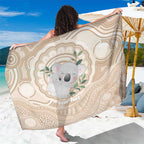 Koala Mum Australia Mother's Day Personalised Sarong Beige Aboriginal Art