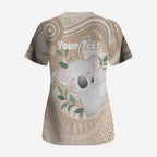 Koala Mum Australia Mother's Day Personalised Scrub Top Beige Aboriginal Art