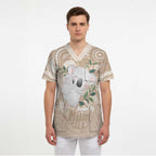 Koala Mum Australia Mother's Day Personalised Scrub Top Beige Aboriginal Art