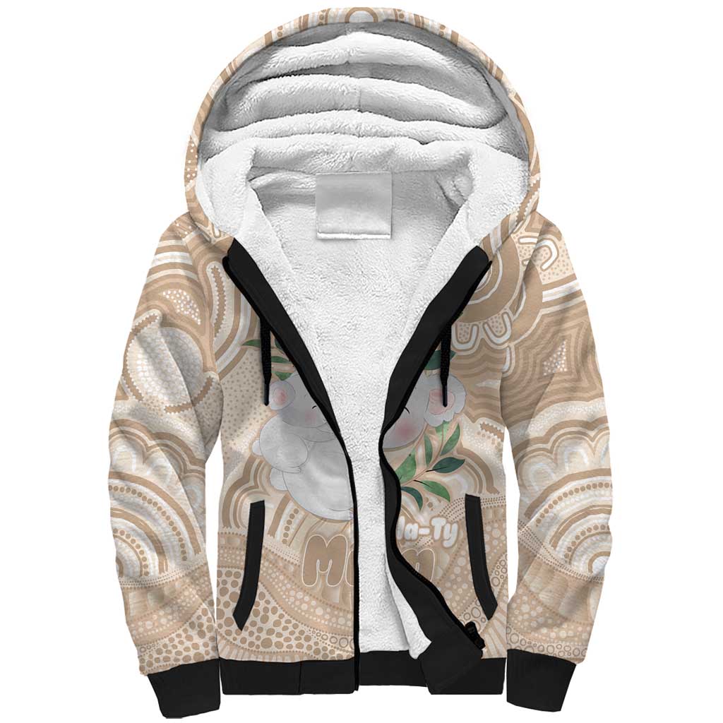 Koala Mum Australia Mother's Day Personalised Sherpa Hoodie Beige Aboriginal Art