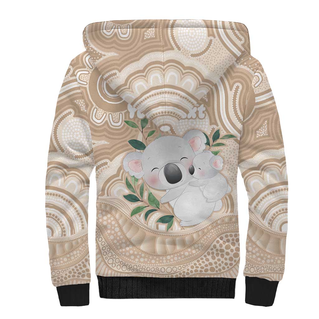 Koala Mum Australia Mother's Day Personalised Sherpa Hoodie Beige Aboriginal Art