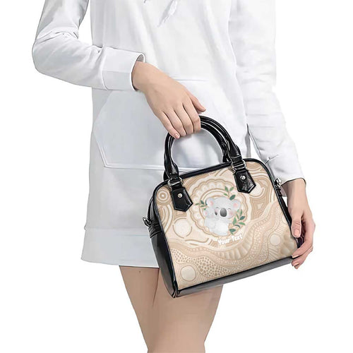 Koala Mum Australia Mother's Day Personalised Shoulder Handbag Beige Aboriginal Art