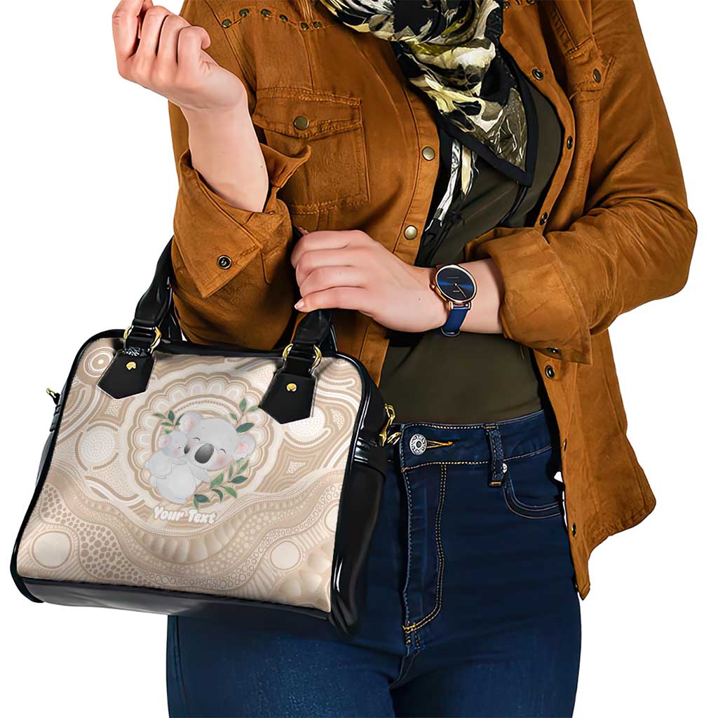 Koala Mum Australia Mother's Day Personalised Shoulder Handbag Beige Aboriginal Art